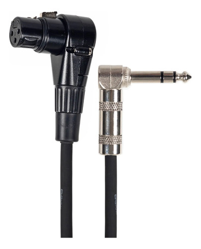 Cabo Xlr Femea 90o Para P10 Macho 90o Estéreo - 50 Cm