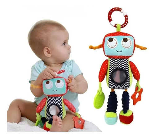  Juguete Peluche Sensorial Sonajero Robot Con Mordedor