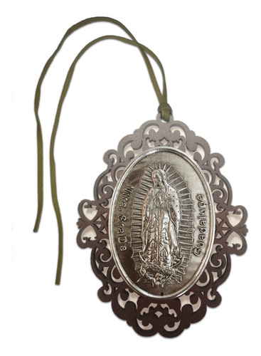 Medallon Virgen Guadalupe Plateado 13cm Proteccion Medalla