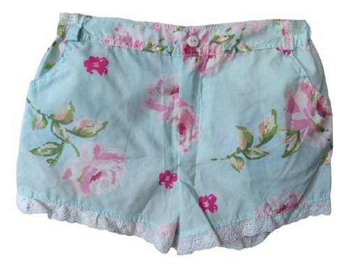 Short Julieta Carri Aqua Con Rosas Talle 12 - 8401