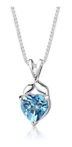 Imagen 3 de 6 de Collar Con Colgante De Topacio Azul Suizo En Forma De C...