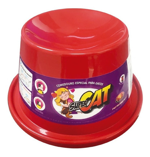 Comedouro Altura Certa Vermelho Super Cat - Furacão Pet