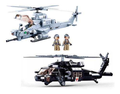 Set Helicoptero Blackhawk & Ah-1z Viper, Compatible Lego