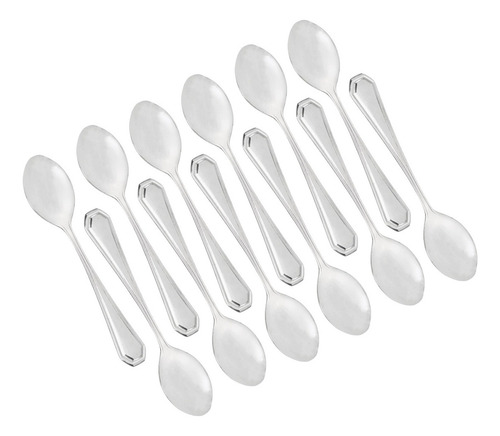 Set X 12 Cuchara Té Otten Ambar Acero Inoxidable Mango Plateado