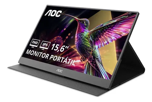 Monitor Portátil AOC 15.6" FHD IPS USB-C Capa Magnética Alto-falantes 16T20E2 Preto