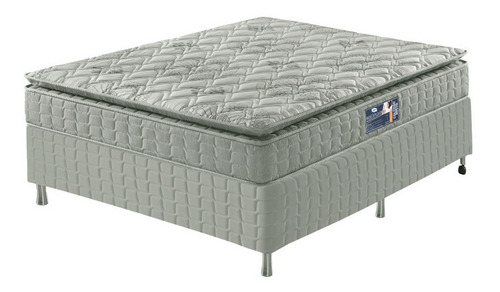 Conjunto Cama Box Casal Espuma D33 Pillowtop Hanover One 138 Cor Cinza