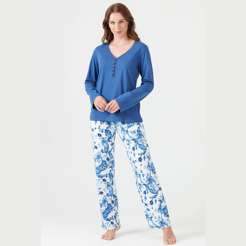 Pijama De Mujer New Mir Azul