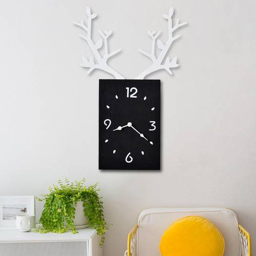 Reloj De Pared De Madera Minimalista, Diseño Elegante Negro