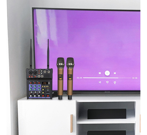 Consola Mezcladora De Audio De 4 Canales Micrófonos De 2