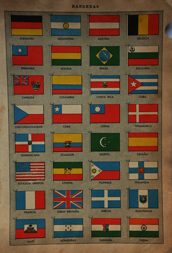 Impreso Antiguo Sobre Banderas. Circa 1930. 13 X 18 Cm (Usado)