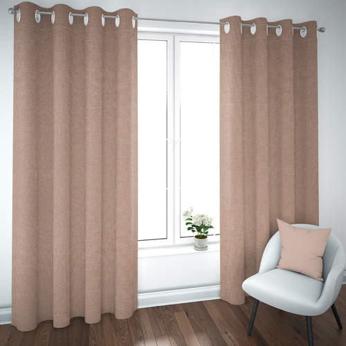 Set De Cortinas Blackout 2 Paños De 140 X 220 Cm Crema