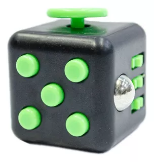 Cubo Relajante Antiestres Negro Con Verde Fidget Cube