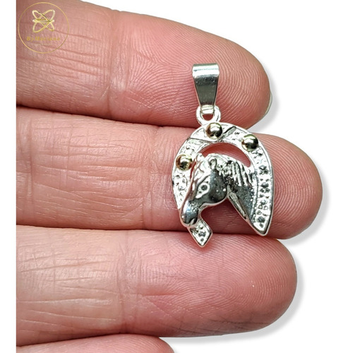 Imagen 3 de 7 de Dije Plata Y Oro Herradura Y Caballo