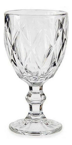 Jogo C/6 Taças Jantar Diamante Vidro Champagne Festa Glass Vinho Cristal 300ml Casa Laura Enxovais