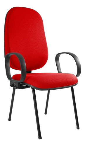 Cadeira Presidente Fixa Base Sky P/ Escritório/estudo Cor Vermelho Material Do Estofamento Tecido