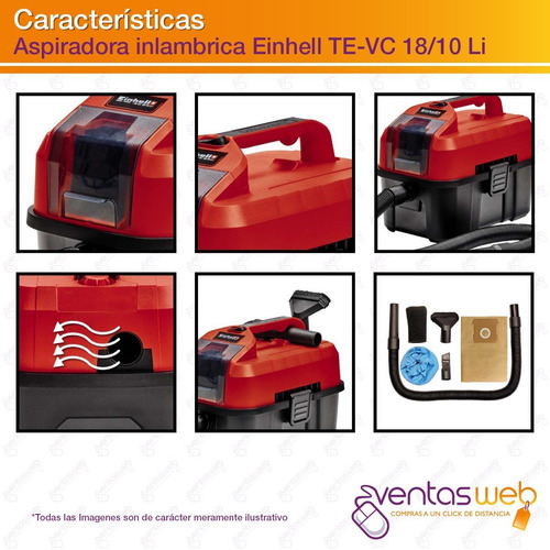 Imagen 4 de 6 de Aspiradora Inalambrica Polvo Agua Einhell Carg Bateria 18v