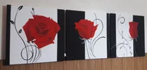Comprar Cuadros Tripticos Pintados A Mano Modernos Flores Abstractos
