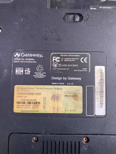 Laptop Gateway M-6809m Por Piezas (Usado)