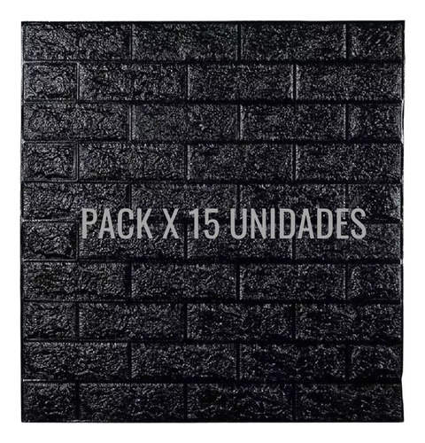 Placas Revestimiento Pared Adhesiva Ladrillo X15 Color Negro