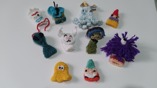 12 Títeres De Dedo Marionetas Surtidos Tejidos A Crochet