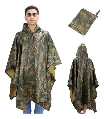 Impermeable Pocho Para Lluvia Diseño Camuflaje Unitalla Verde Unitalla