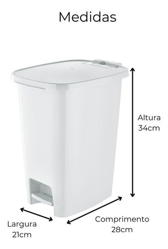 Cesto De Lixo 10litros Com Pedal De Piso Resistente Nobre