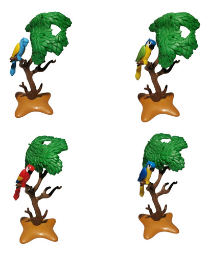 Playmobil Arbol Con Loro Pajaros Aves Guacamayo Animales Cu