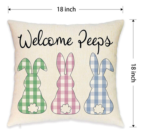 Juego De 4 Fundas De Almohada De Pascua, 18 X 18 Cm, Estilo