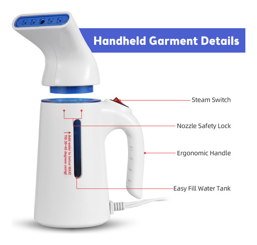 Vaporizador Portátil Para Ropa Portátil De 700 W, Se Quita