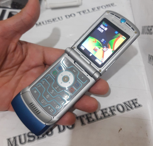 Motorola V3 Azul Marinho+capa Couro Celular Antigo Relíquia Azul-marinho (Usado)