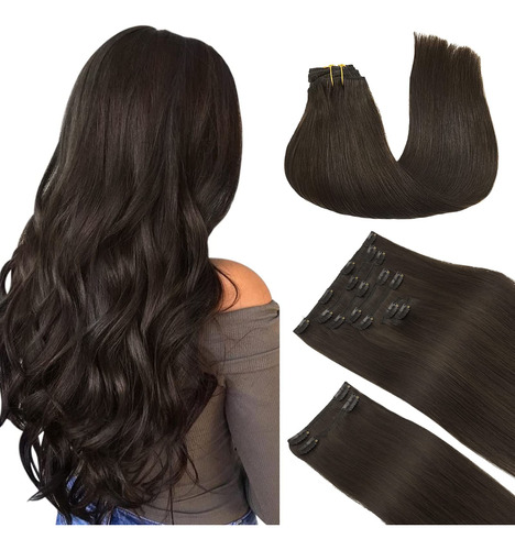 Doores - Extensiones De Cabello Humano Con Clip, Color Marro