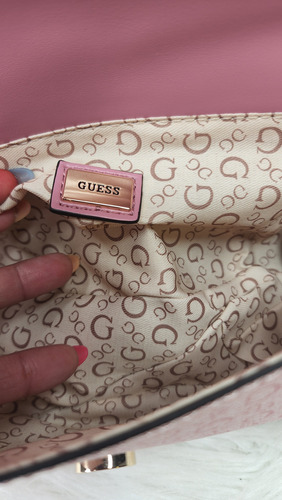 Bolsa Guess Sg970723 Nueva 100 % Original Con Etiqueta Rosa Estampado Oro Rosa