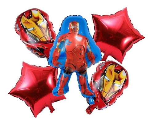 Pack 5 Globos Metalizados Ironman Avengers