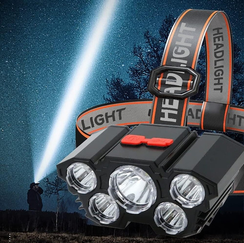 Linterna Led Minero Frontal 5 Led Impermeable Recargable Usb
