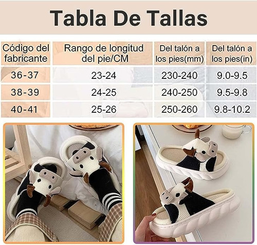 Pantuflas De Vaca Suaves Y Cómodas De Lino Suela Plástico Dh
