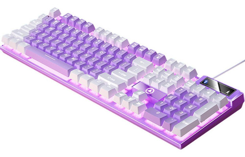 Teclado Mecânico Gamer Com Fio Roxo E Branco Pp