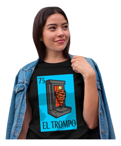Playera Negra Dama De Cartas De Loteria El Trompo