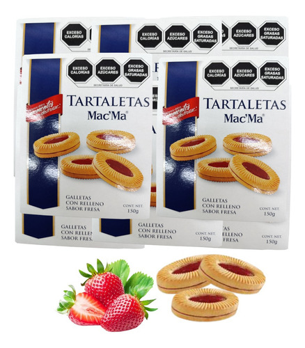 Galleta Tartaleta Fresa 7 Caja De 150g C/u Relleno Mac Ma
