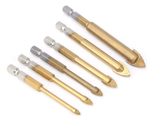 Kit De Brocas, 6 Piezas, Vástago Hexagonal Triangular, Vitro