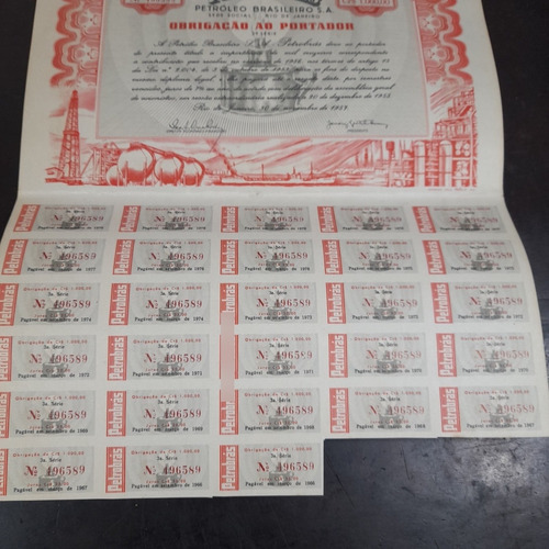 Imagem 3 de 6 de Obrigação Ao Portador Petrobras 1000 Cruzeiros 1957 1000 Crs