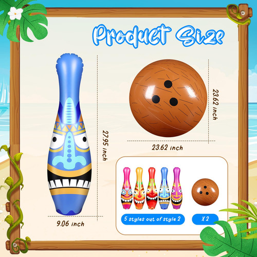 Juego De 12 Juguetes Inflables Bolos Tiki Y Bolas De Coco Nombre Del Diseño