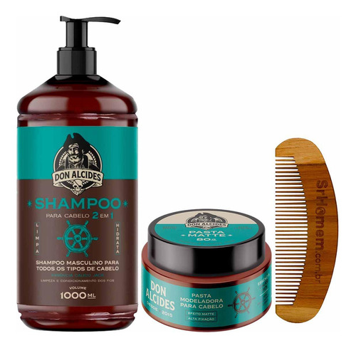 Shampoo 1000ml Pasta Cálico Jack E Pente Curvo Don Alcides