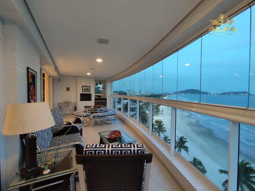 Imagem 3 de 30 de Apartamento De Frente Para O Mar Na Praia Da Enseada Com 4 Dormitórios, Varanda Gourmet, Prédio Com Lazer E 3 Vagas, Guarujá. - Ap1499
