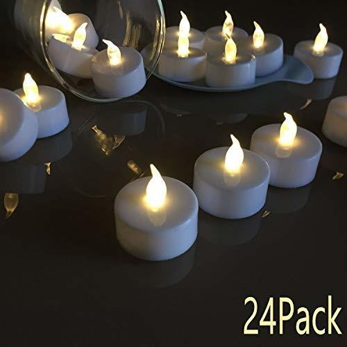 Velas Sin Llama De Luz Led Parpadeante Color Blanco 24 Pzs