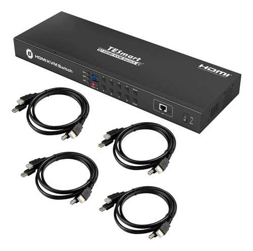 Tesmart Conmutador Kvm Hdmi De 8 Puertos 4k  30hz Con Usb 2.