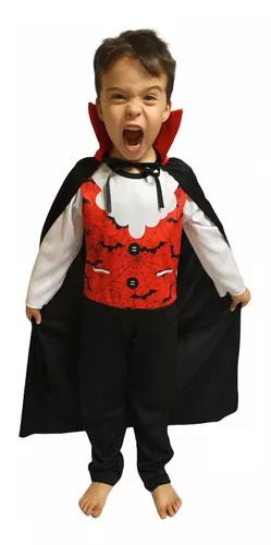 Fantasia Drácula Vampiro Halloween Infantil Barato + Capa