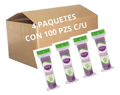 4 Paquetes Almohadilla Desmaquillante 100pz Algodon Mayoreo