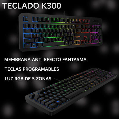 Imagen 4 de 6 de Combo Teclado Y Mouse Km300 Español Lenovo Legion Usb