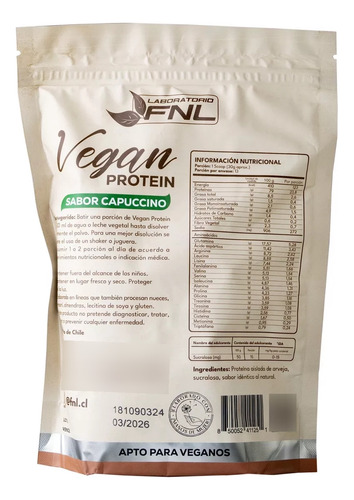 Vegan Protein Sport Capuccino 400 Grs Libre De Azúcar
