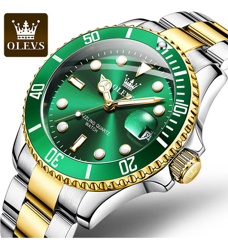 Reloj Elegante De Lujo Olevs Submariner Hulk